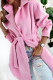 Pink Lapel Collar Button Belted Coat