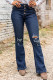 Jeans con fondo svasato invecchiato lavato scuro