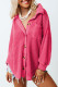Camisa casual con botones de punto gofrado rosa