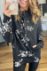 Black Floral Button Pocket Long Sleeve Hoodie