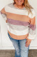 Striped Knitted Mock Neck Plus Size Sweater