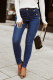 Blue Buttons Pockets High Waist Skinny Jeans
