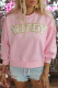 Pink WIFEY Letters Print Sweatshirt