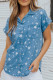 Košile s krátkým rukávem Chambray s potiskem Sky Blue Star Print