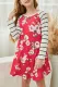 Fiery Red Spring Fling Floral Striped Sleeve Short Dress for Kids