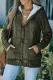 Army Green Fur Hood Horn Button Sweater Cardigan