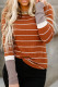 Коричневый Трикотажный пуловер в полоску с контрастными манжетами и манжетами в рубчик