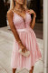 Růžové krajkové háčkované puntíkované patchworkové šaty Cami