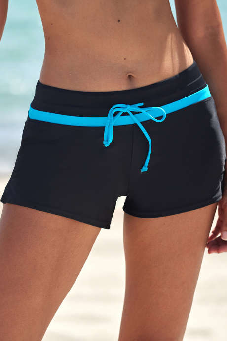 Blue Trim Black Women Zwemen Boardshort
