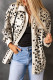 Chaqueta de pana de leopardo con bolsillos con solapa y escote albaricoque