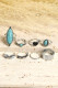 Silver Bohemian Vintage 8pcs Turquoise Rhinestone Ring Sets