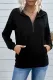 Schwarzer Pullover aus Baumwolle mit Taschen und halbem Reißverschluss
