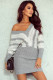 Gray Colorblock Hollow Out Sweater Dress