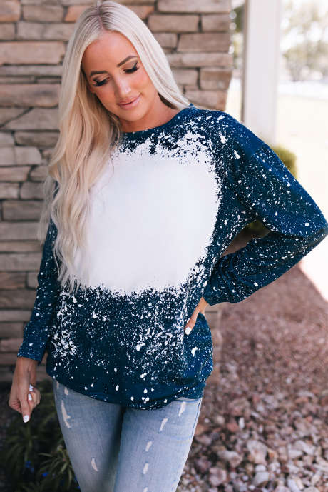 Navy tie-dyed sweatshirt met ronde hals