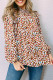 Blusa soltinha com estampa abstrata multicolorida e mangas bufantes