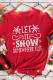 Красная футболка с принтом Let It Snow Somewhere Else Snowflake
