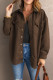 Brown Snap Button Up Suede Jacket