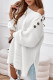 White Buttoned Drop Shoulder Oversized Sweater