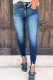 Calça jeans skinny azul Raw com barra até o tornozelo