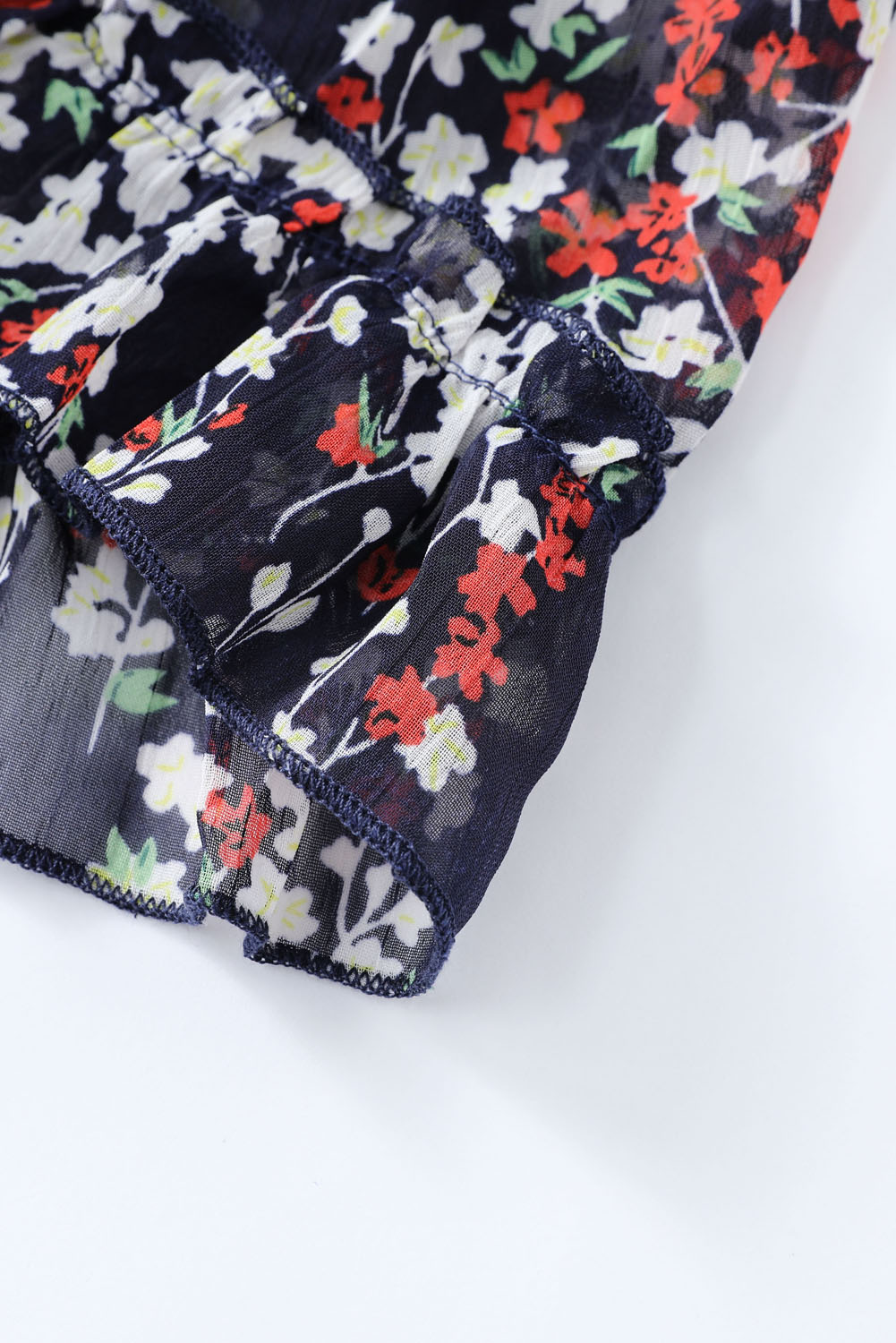 $12.98 Blue Ruffle Detailing Open Back Floral Dress Wholesale