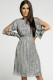 Gray Pink Sequin Split Sleeve Midi Dress