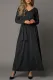 Черный Черное платье-макси с V-образным вырезом и рукавами "летучая мышь"