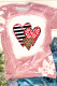 Camiseta rosa de manga corta con efecto teñido anudado en forma de corazón