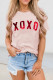 T-shirt graphique à manches courtes rose XOXO Glitter Pattern Print