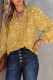 Blusa amarela com estampa de outono e decote dividido