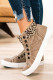 Zapatos sin cordones con cremallera en la parte superior caqui con estampado de leopardo
