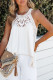 Top babydoll sin mangas de ganchillo de encaje blanco
