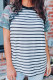 Striped Camo Lace Patchwork Short Sleeve T Shirt