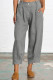 Gray Ankle Length Linen Casual Pants
