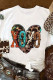 T-shirt grafica girocollo con stampa a forma di cuore XOXO bianca