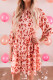 Pink Leopard Long Sleeves Short Dress