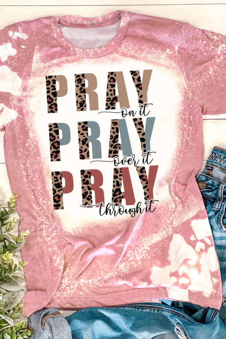Maglietta Tie Dye grafica PRAY rosa