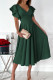 Zelené midi šaty s volánkovým rukávem s výstřihem do V