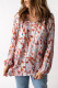 Плиссированная блузка с длинным рукавом и многоцветным принтом с оборками
