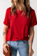 Красная однотонная футболка с круглым вырезом