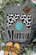 Серая футболка с леопардовым принтом и бирюзовым бисером Mama