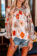 Оранжевая блузка с V-образным вырезом и кулиской с оборками и цветочным принтом