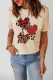 Camiseta gráfica com estampa de leopardo em forma de coração caqui