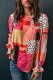 Разноцветная блузка с длинным рукавом и геометрическим узором в горошек в технике пэчворк