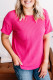 T-shirt in maglia a costine taglie forti rosa