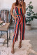 Multicolor Stripe Print Belted Cropped Jumpsuit