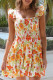 Minivestido floral multicolorido franzido sem mangas cintura alta