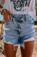 Shorts de mezclilla azul cielo con tiro alto y cintura cruzada