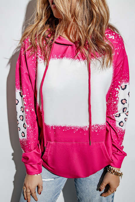 Rose Leopard gebleekte hoodie met zak