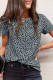 Camiseta de manga curta com estampa de leopardo cinza