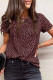T-shirt a maniche corte con scollo a O e stampa ghepardo rosso